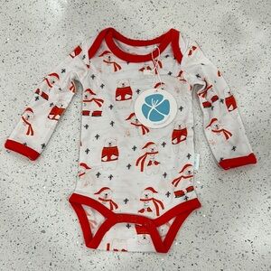 Blue Poppy Bamboo Snowy Bear Bodysuit in Red and White